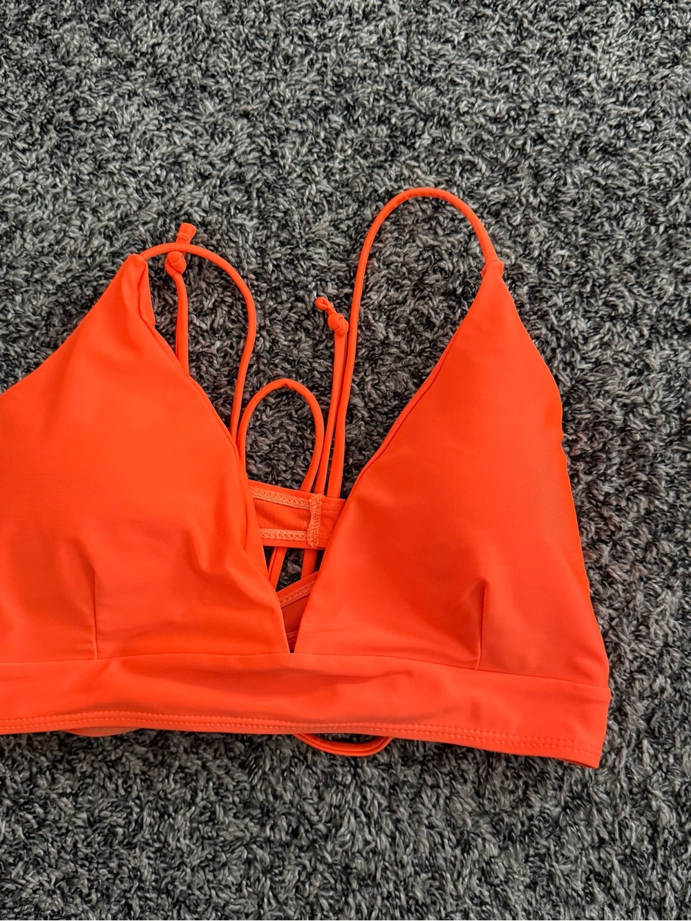SHEIN Neon Orange Strappy Bikini Top XL
